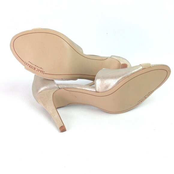 New Isaac Mizrah Lovely Gold Beige Shoes Size 8.5M Open Toe High Heel Stiletto - Picture 5 of 5